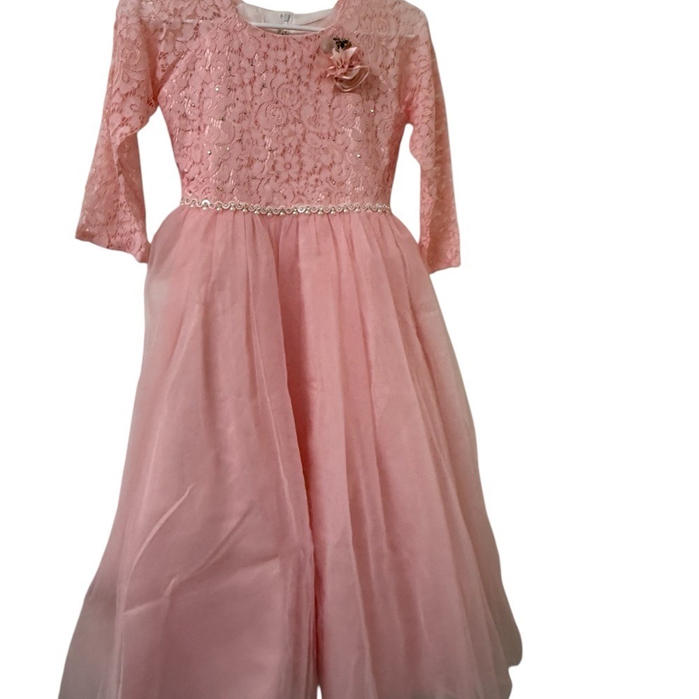 Elegant Pink Lace Kids Dress